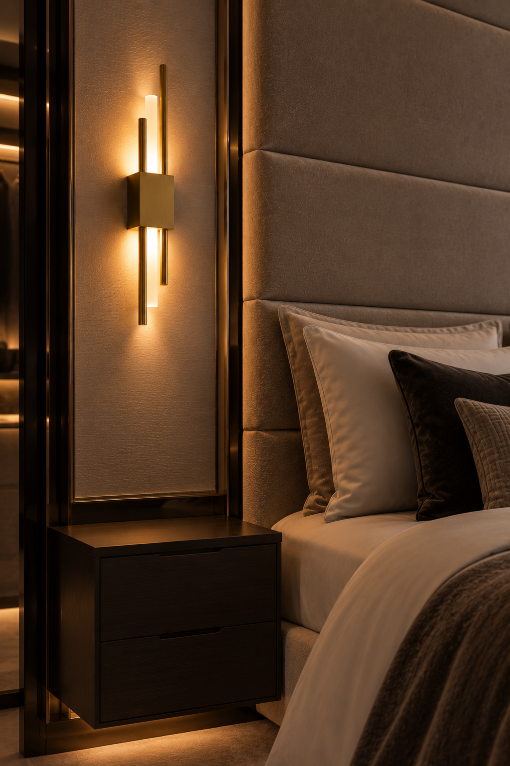 Wandlamp Zenith in goud, detailfoto