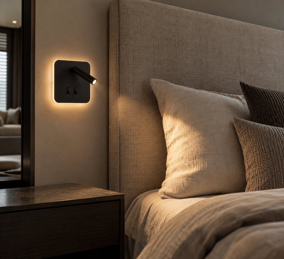 Wandlamp Versa met leesspot, detailfoto