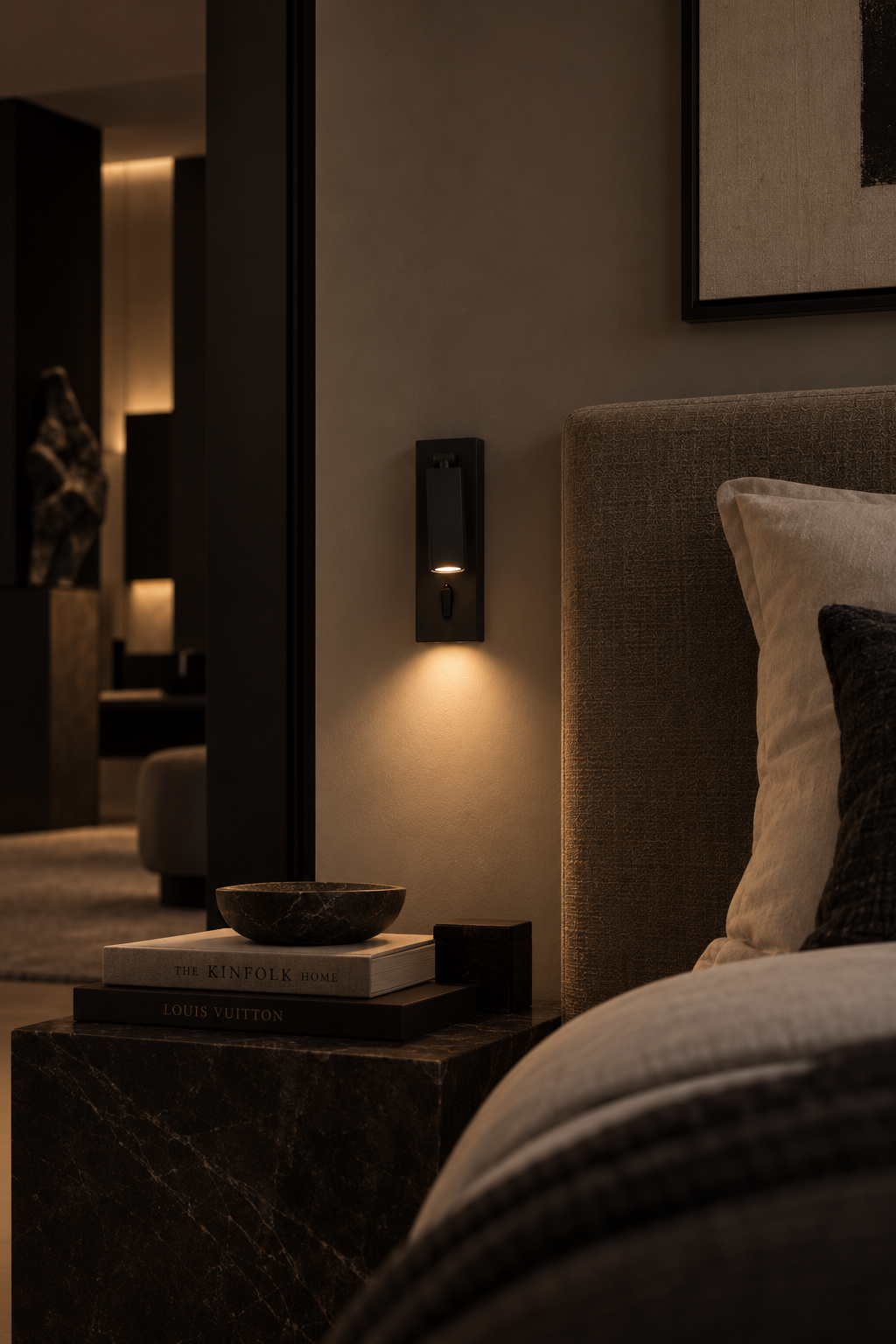 Wandlamp Vero in zwart, detailfoto