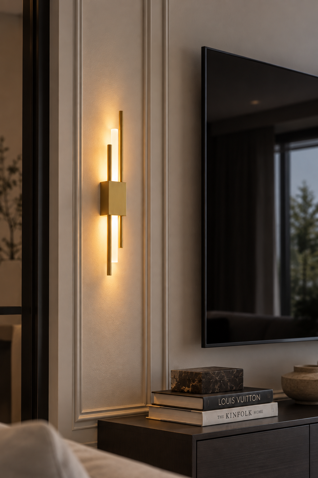 Wandlamp Zenith in goud, detailfoto