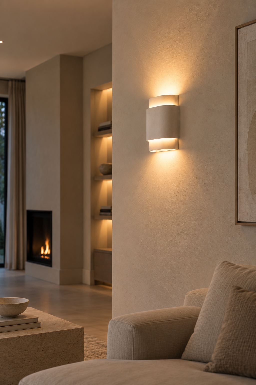 Wandlamp Stone in natuursteen, detailfoto