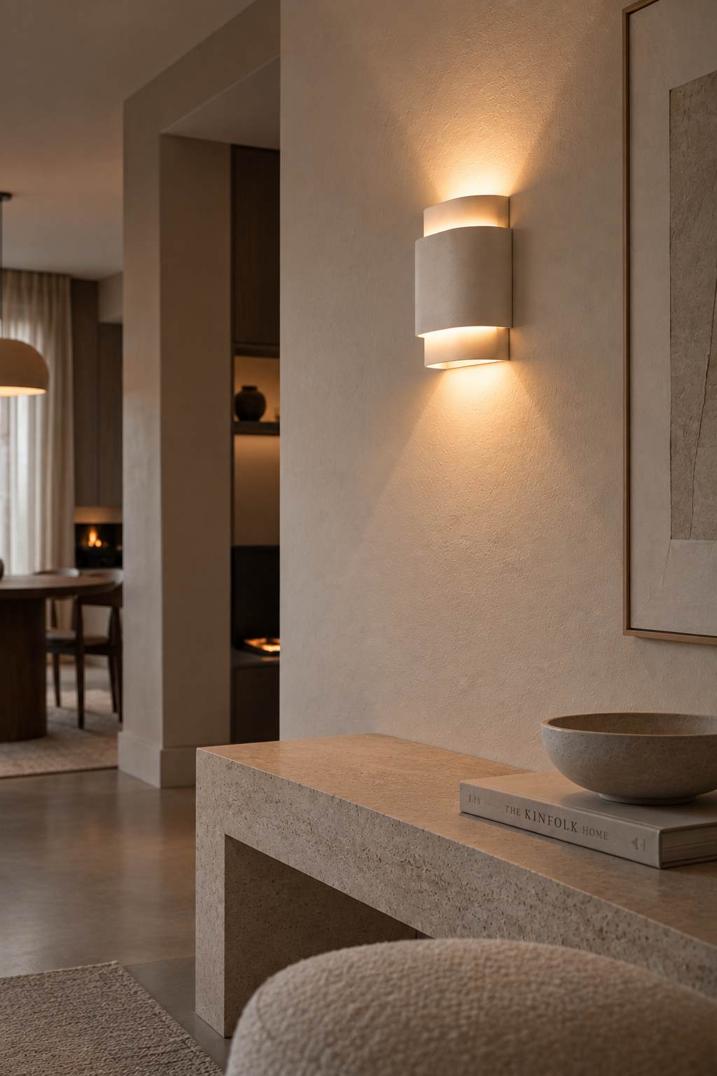 Wandlamp Stone in natuursteen, detailfoto