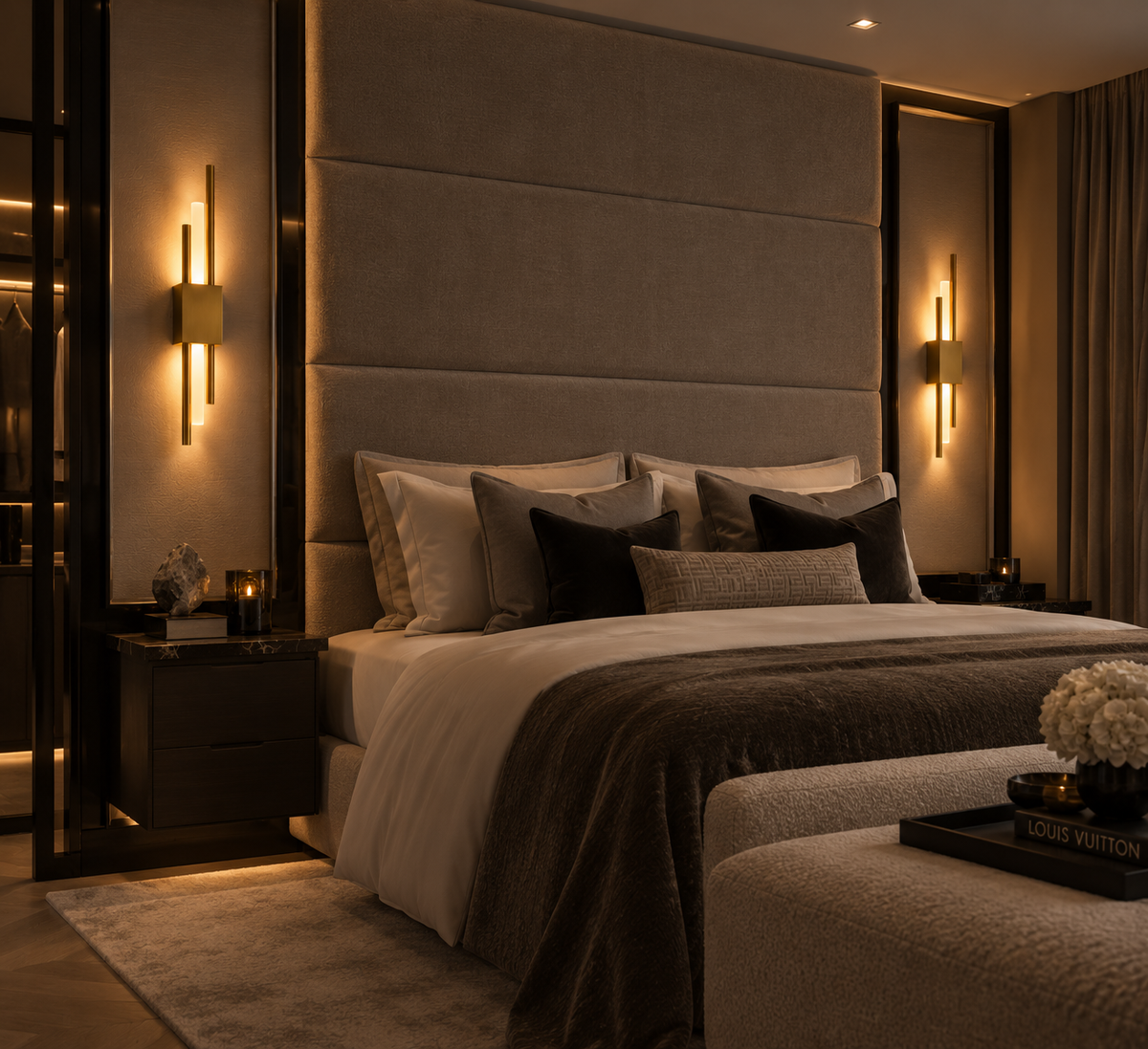 Wandlamp Zenith in goud, detailfoto