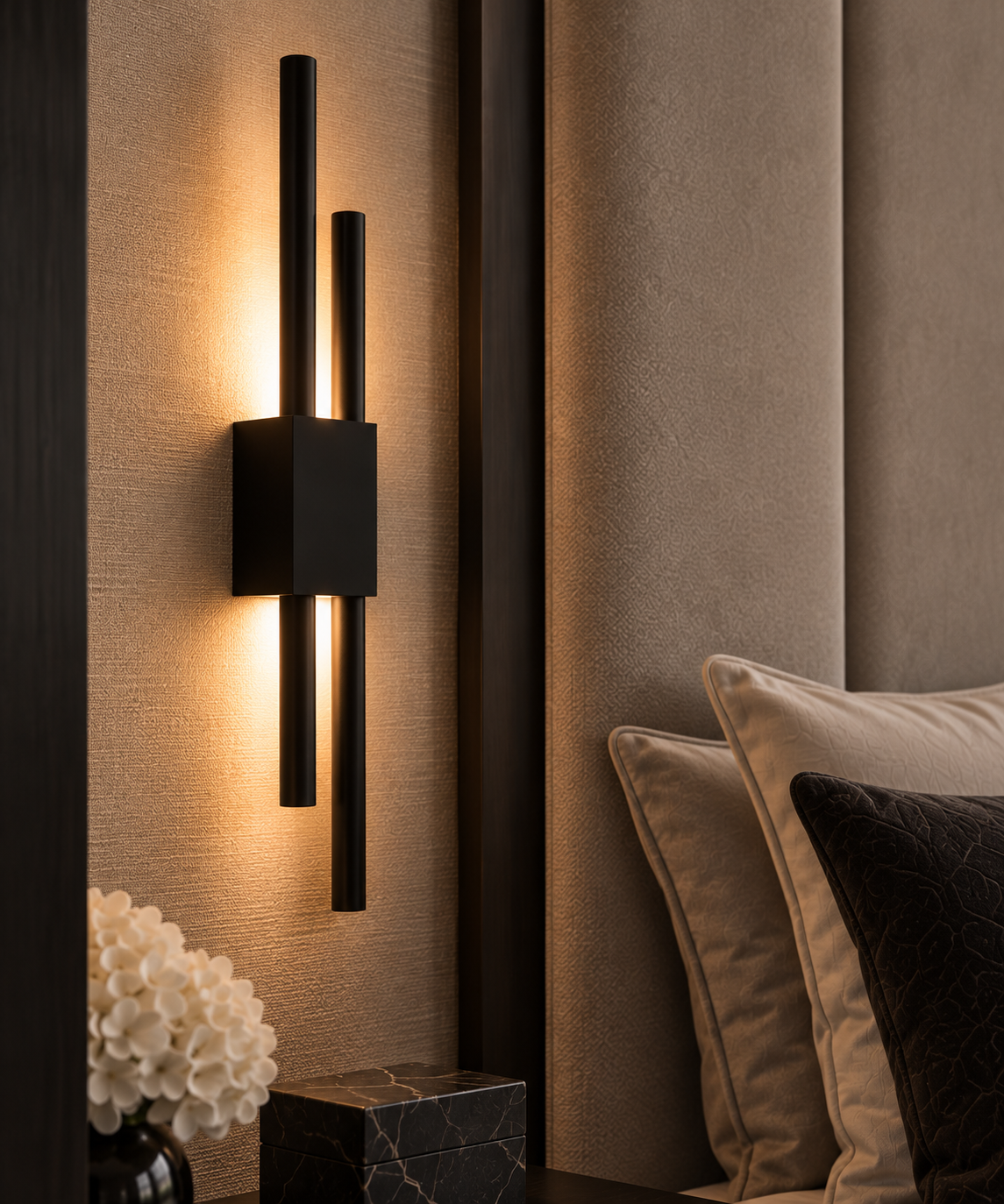 Wandlamp Zenith in zwart, detailfoto
