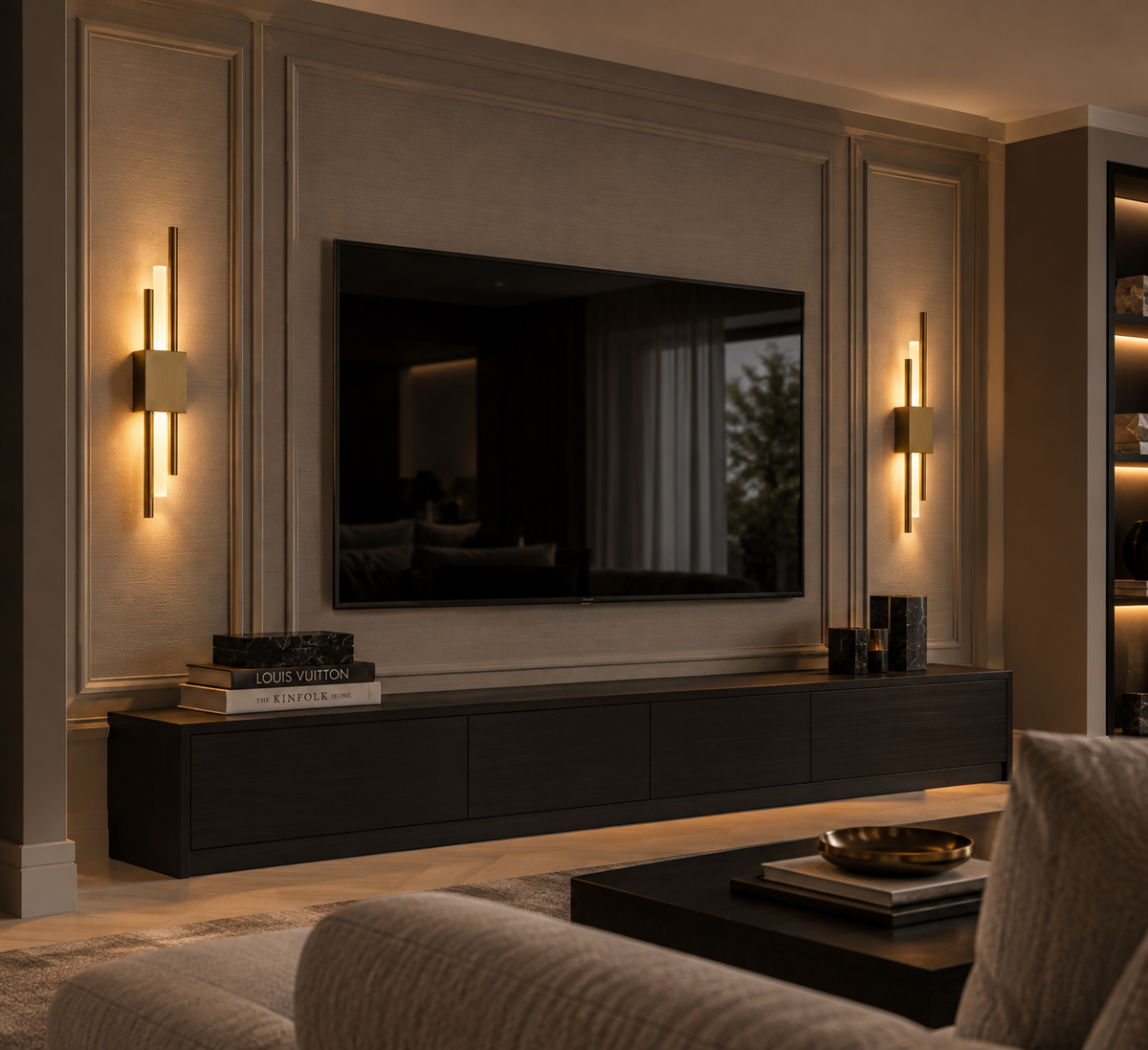 Wandlamp Zenith in goud, detailfoto